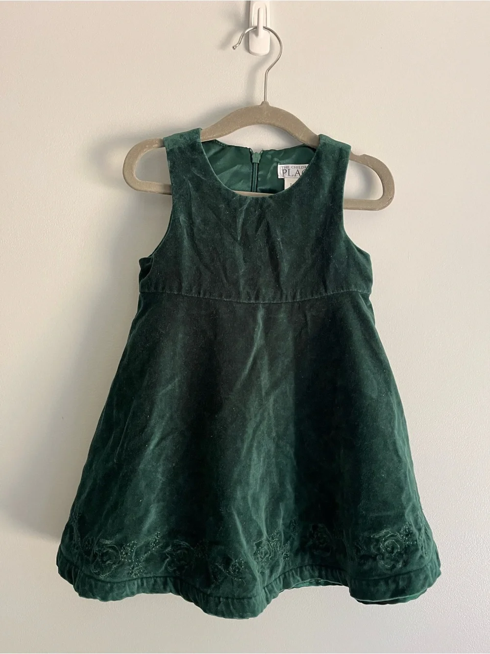 The Children's Place Dark Green Velvet Holiday Dress